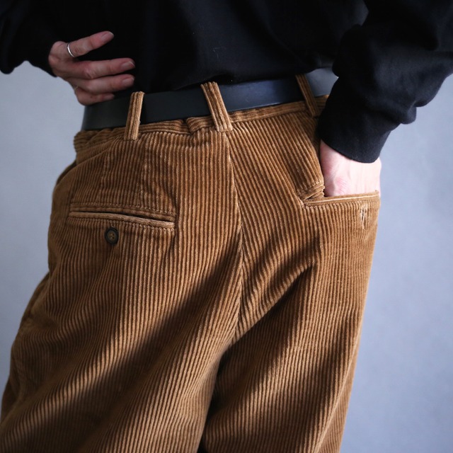 "OLD GAP" 2-tuck tapered silhouette brown wide corduroy pants