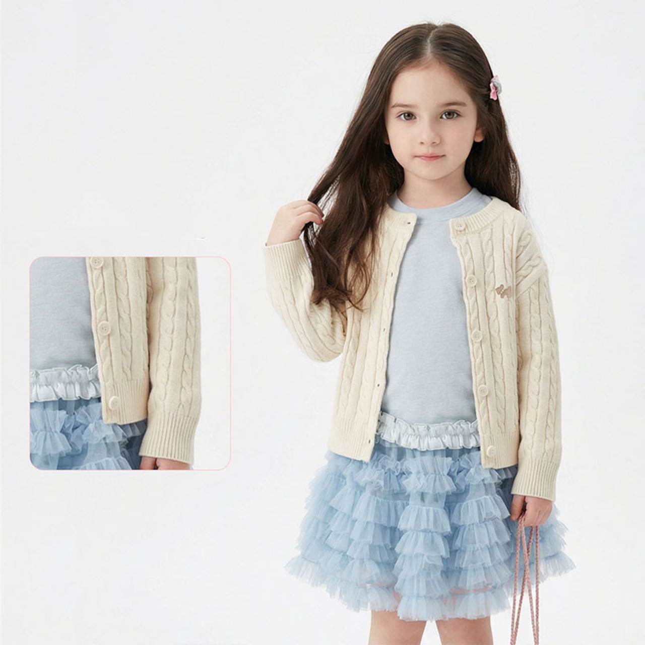 春犬柄カジュアルカーディガン