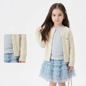 春犬柄カジュアルカーディガン