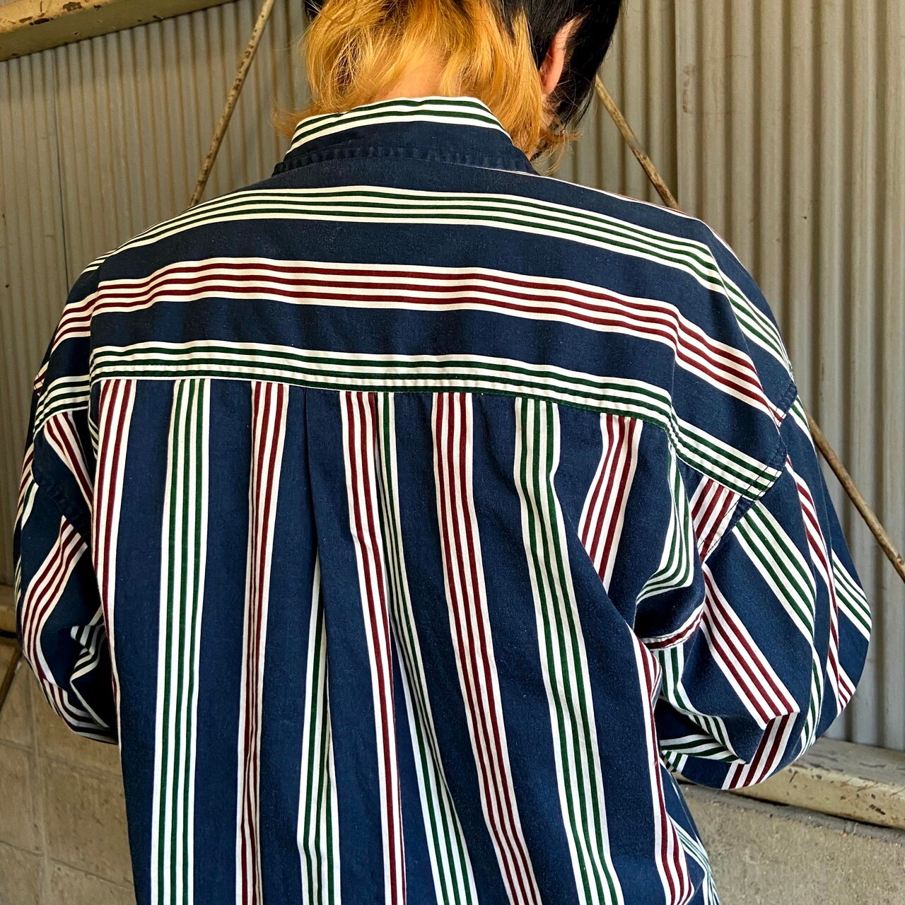 DUCK HEAD ダックヘッド 長袖 マルチストライプシャツ メンズL 古着 