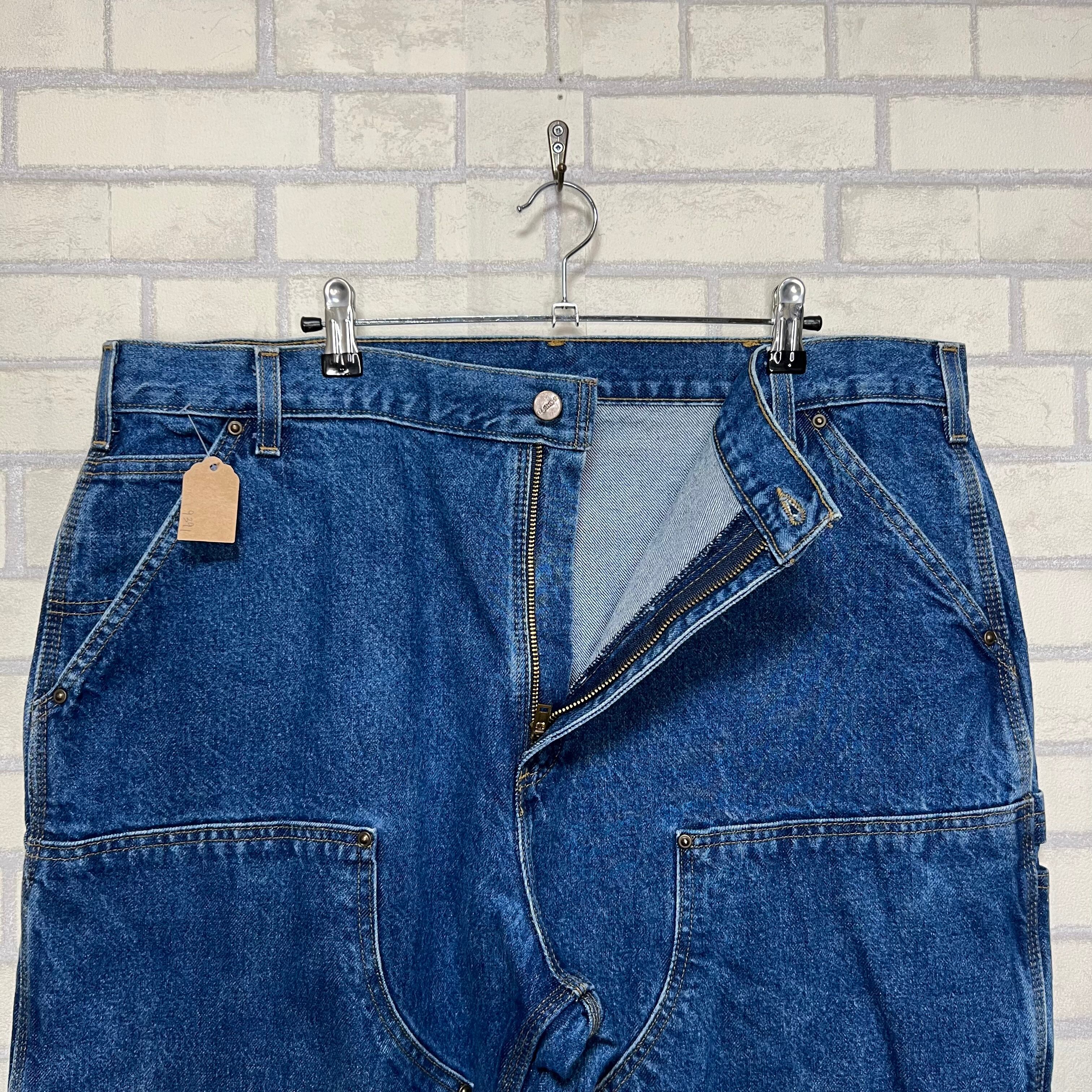 ダブルニー】【W40×L30】Carhartt デニムペインターパンツ 革パッチ 