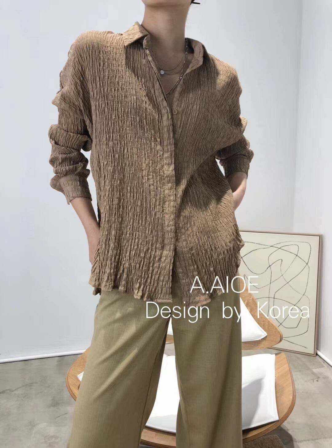 シワ加工　オーバーシャツ　AJ33167-5079