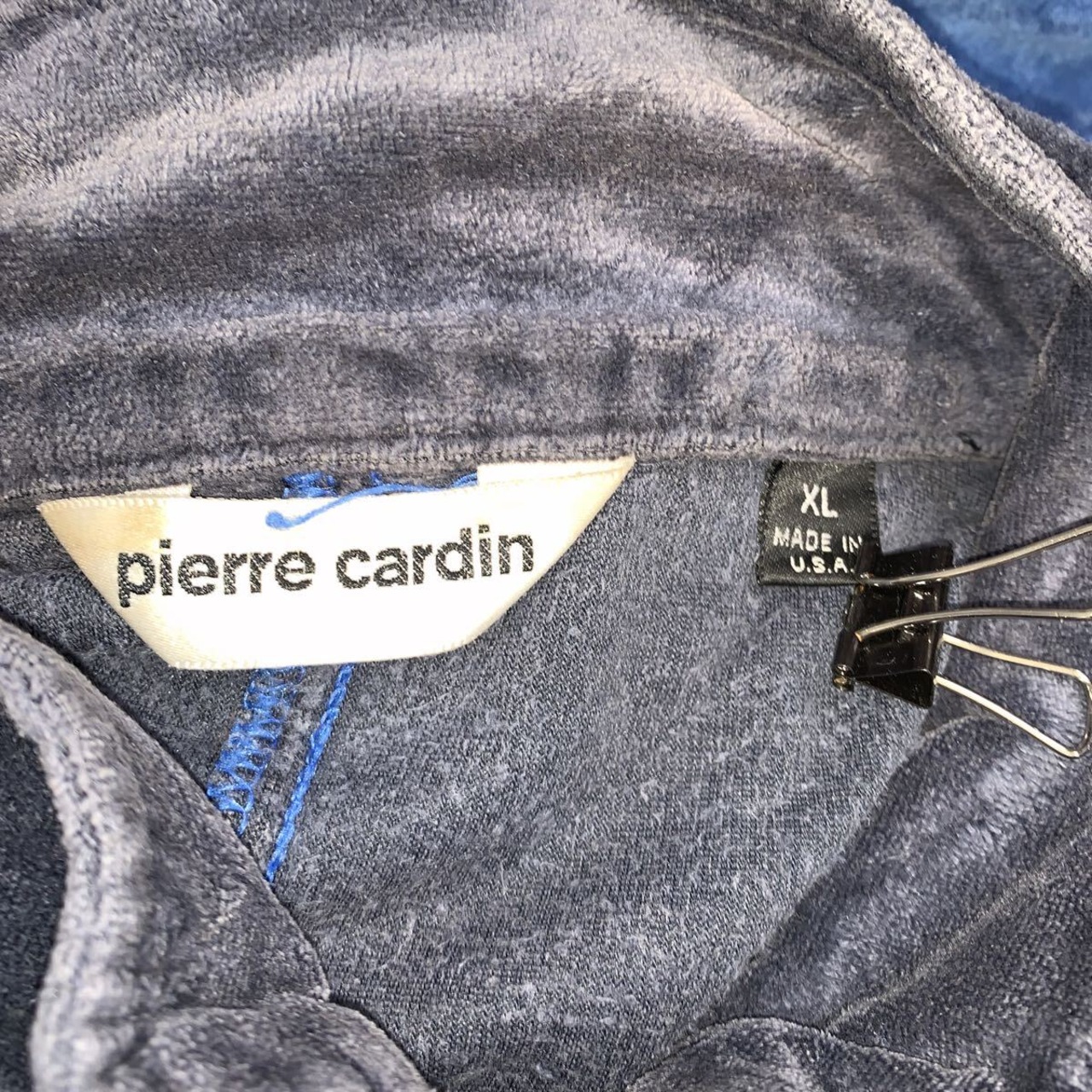 90s USA製 Pierre cardin フリース ジャージ XL ブルー ピエール 