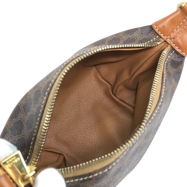 CELINE セリーヌ マカダム ハンドバッグ ブラウン ブラゾン型押し PVC レザー ミニバッグ vintage ヴィンテージ オールド 2t2tek