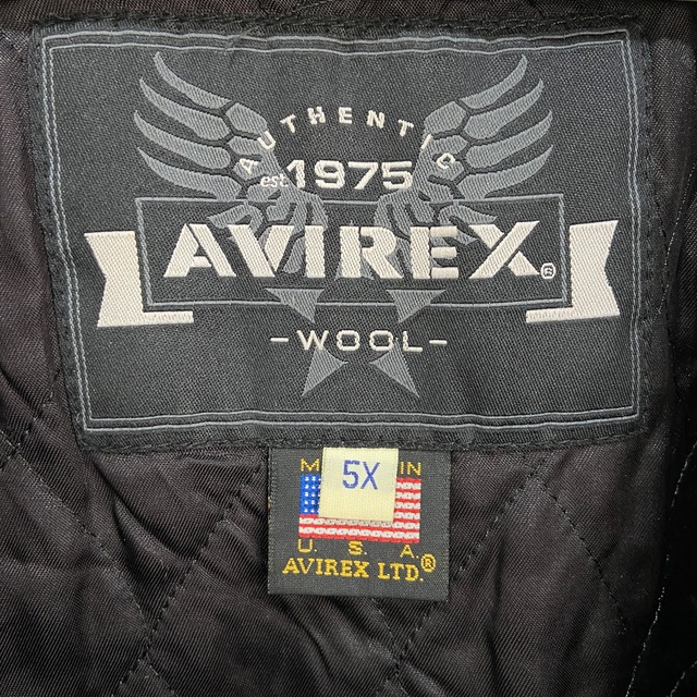 『送料無料』USA製 AVIREX スタジャン 本革 ブラック 5XL ビッグサイズ