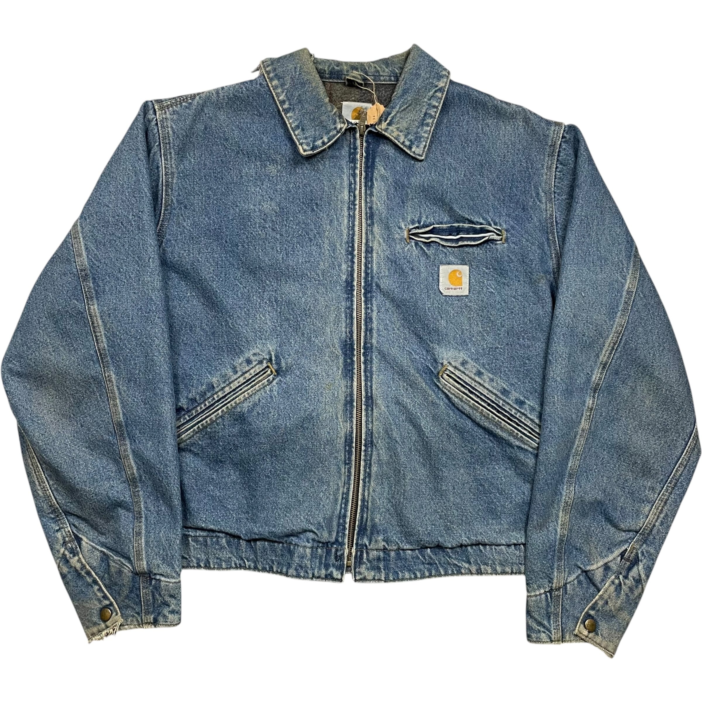 ♠90’ヴィンテージ✨希少品　デニムジャケット　Gジャン　ダメージ　ワッペン　L A.D.C.L. デニムジャケット gジャン ランダム刺繍ワッペン付き