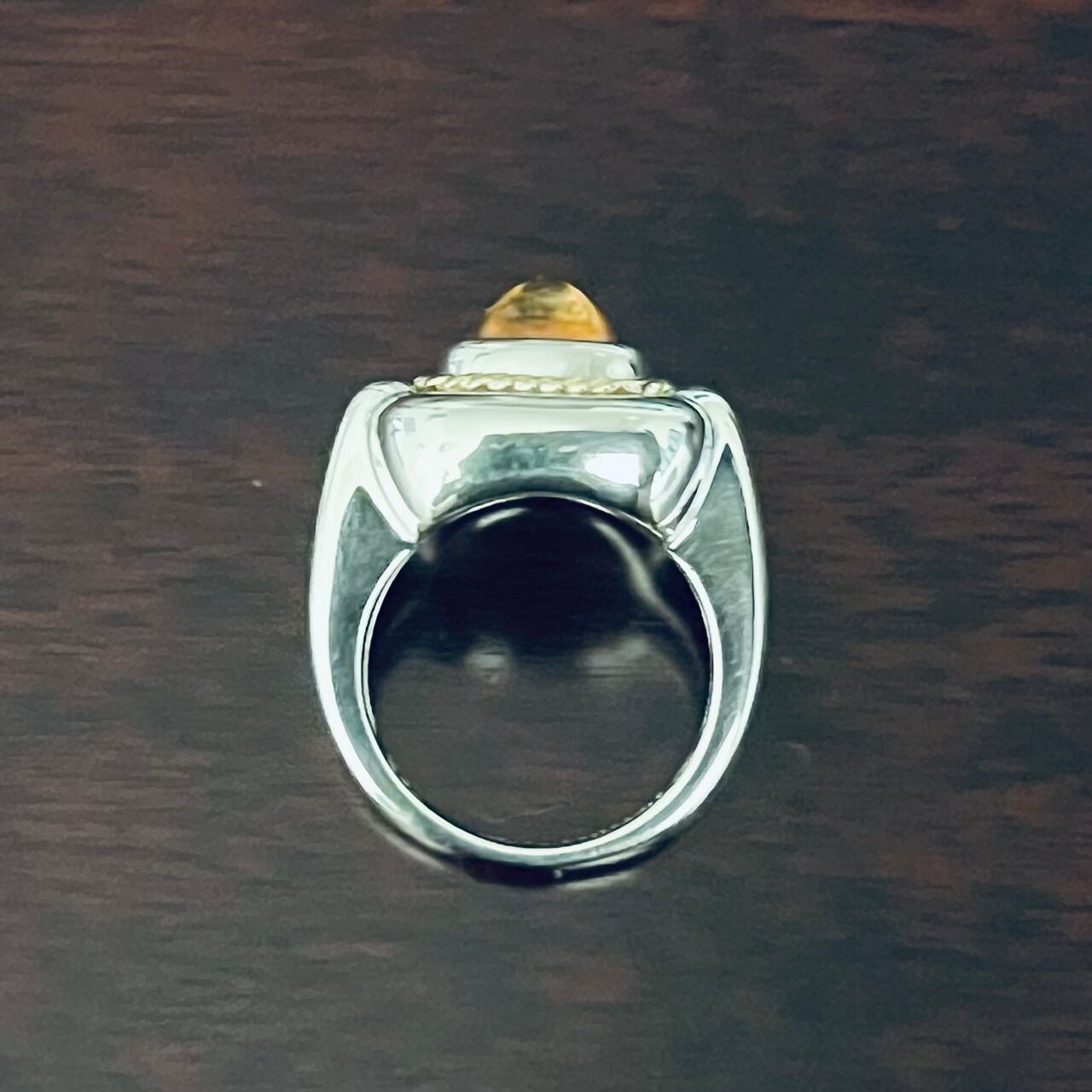 VINTAGE TIFFANY & CO. Citrine 18K Gold Rope Ring Sterling Silver