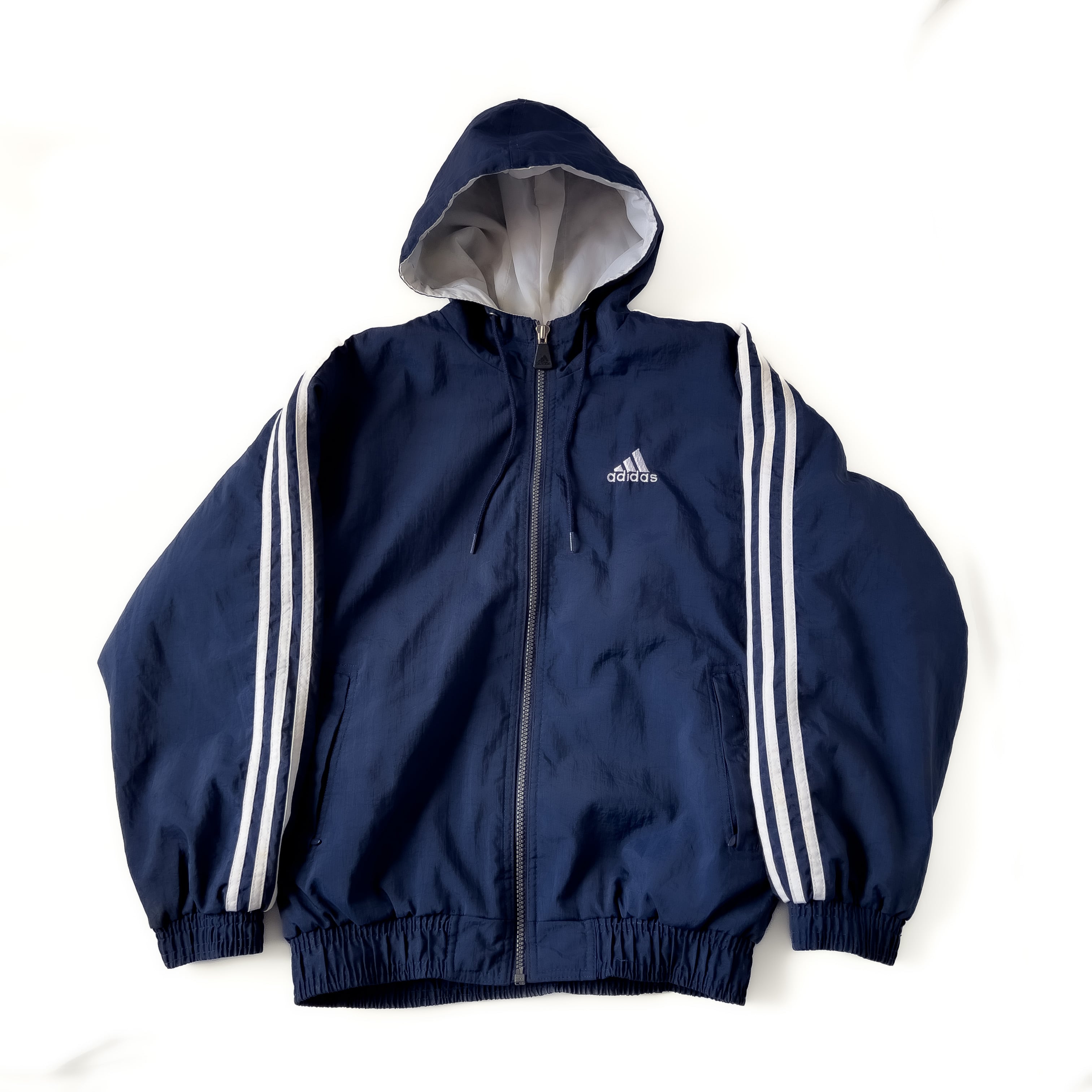 90s〜00s “adidas” nylon parka jacket trefoil logo アディダス ナイロンパーカージャケット ネイビー  トレフォイル