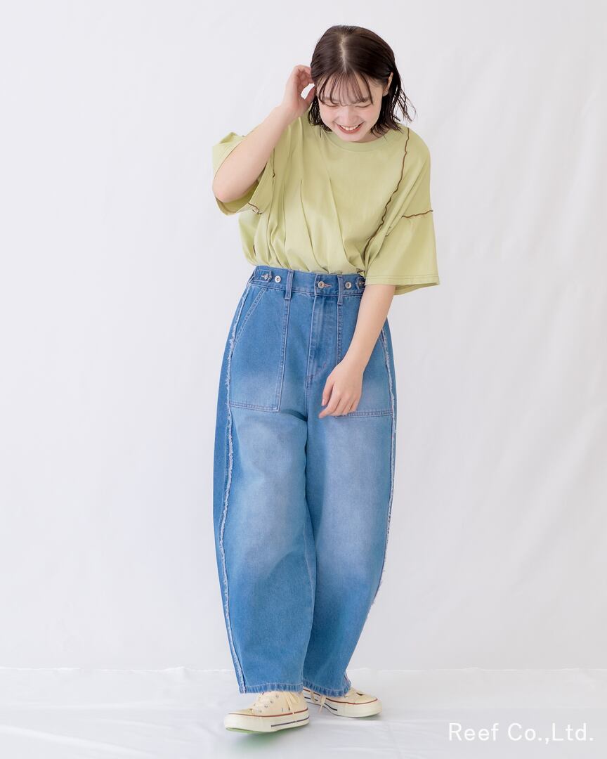 カラーフリンジワークラフ デニムパンツ】 YT-226964 Brand