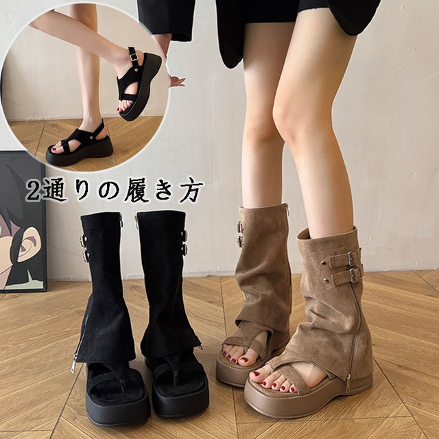 ✿シャフトを外せば、ブーツがサンダルに早変わり！【YONGXIシリーズ】★ブーツ★ 2color お靴 サンダル サイズ35-40 レディース