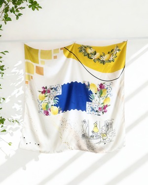 ​【SAMPLE / 1点限り】シルクスカーフ_展示・撮影使用品（Citron）