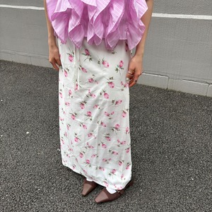 フラワースリットサテンスカート_LN03846