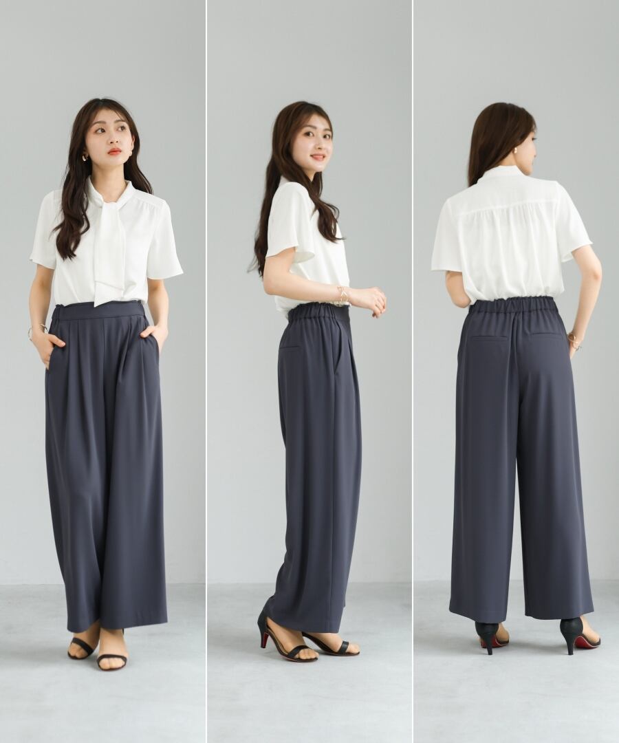 2wayストレッチ 】 ドライフェイス・ツータック入りワイドパンツ
