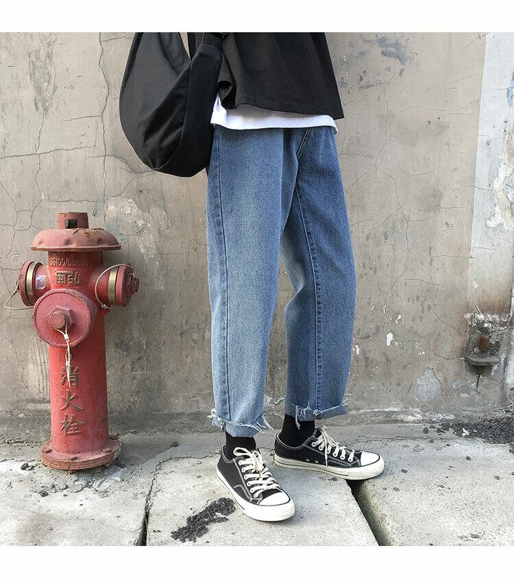 全1色 デニム パンツ ストレート カジュアル 無地 おしゃれ