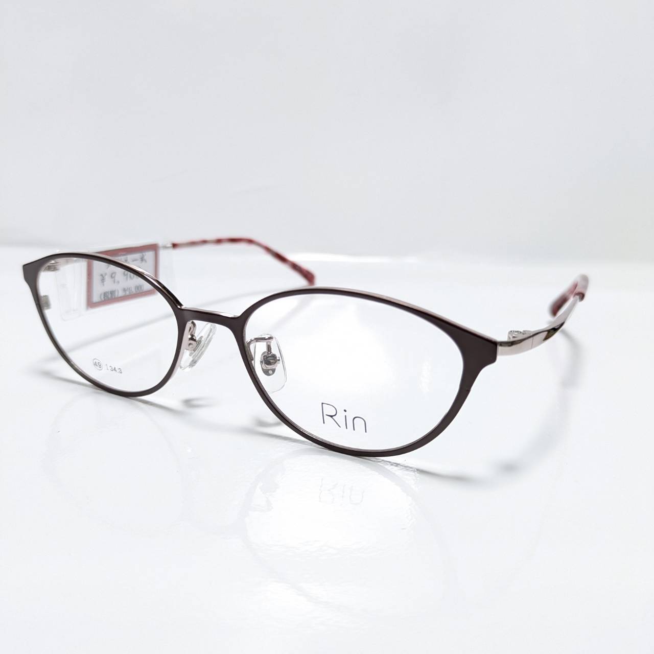 【Rin】オーバルメタルフレーム ワインレッド・ゴールド