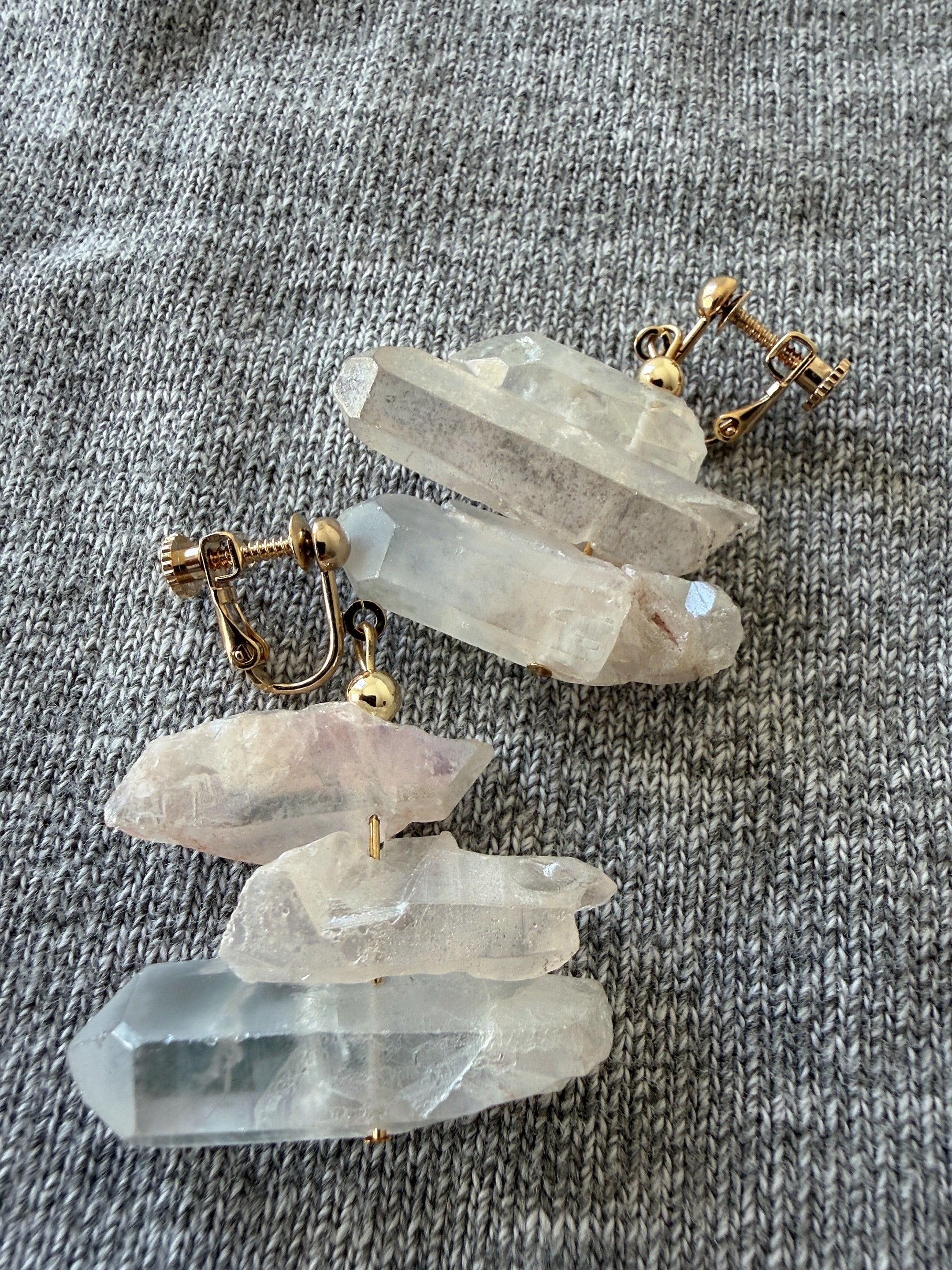 Crystal glass フックピアス/ねじ式イヤリング | soimeme accessories