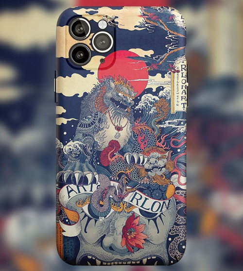 iPhone13 Pro Max/12 Pro/11/XS/8ケース★貔貅★ 【蛍光型】メンズ人気スマホケース 日本未発売