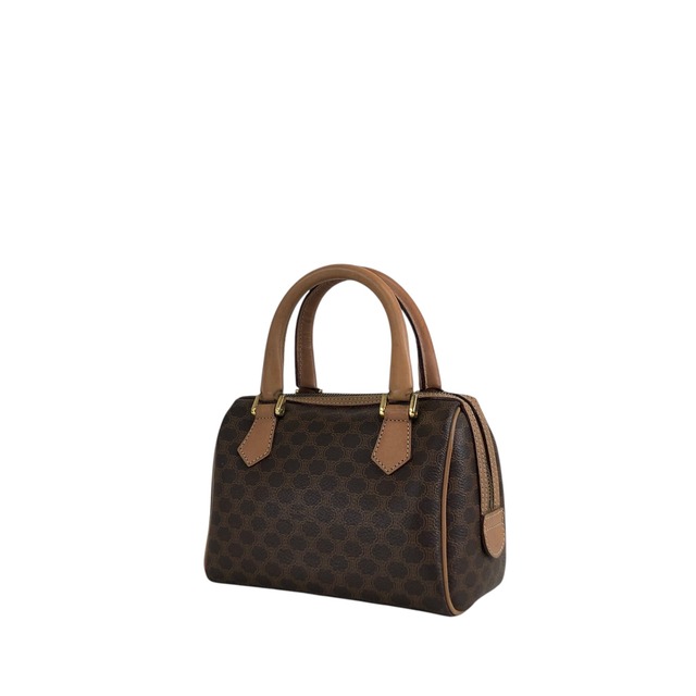 CELINE セリーヌ マカダム ショルダーバッグ ブラウン PVC 2way ミニバッグ ミニボストン vintage ヴィンテージ オールド asbejd