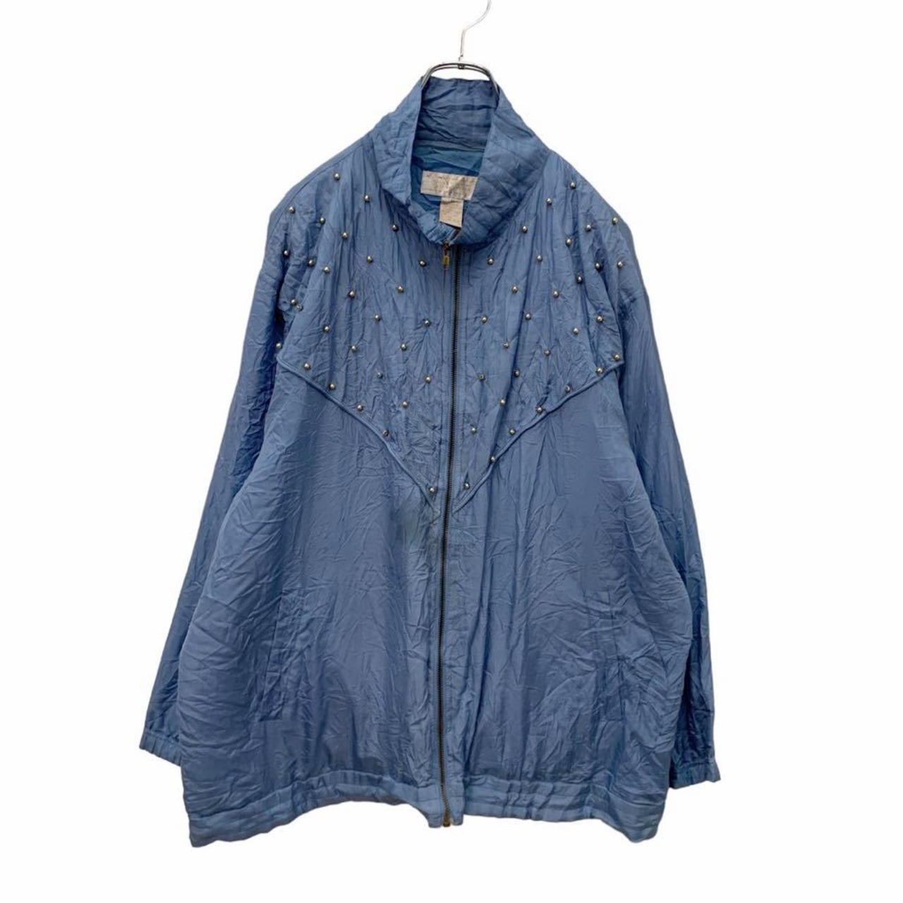 maurada ジップアップ シルク ジャケット レディース 1X くすみブルー 
