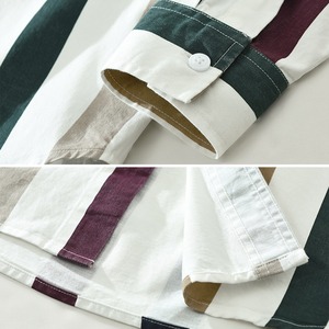 【M-3XL】Multi-Color Stripe Long Sleeve Shirt / マルチカラー ストライプ 長袖 シャツ