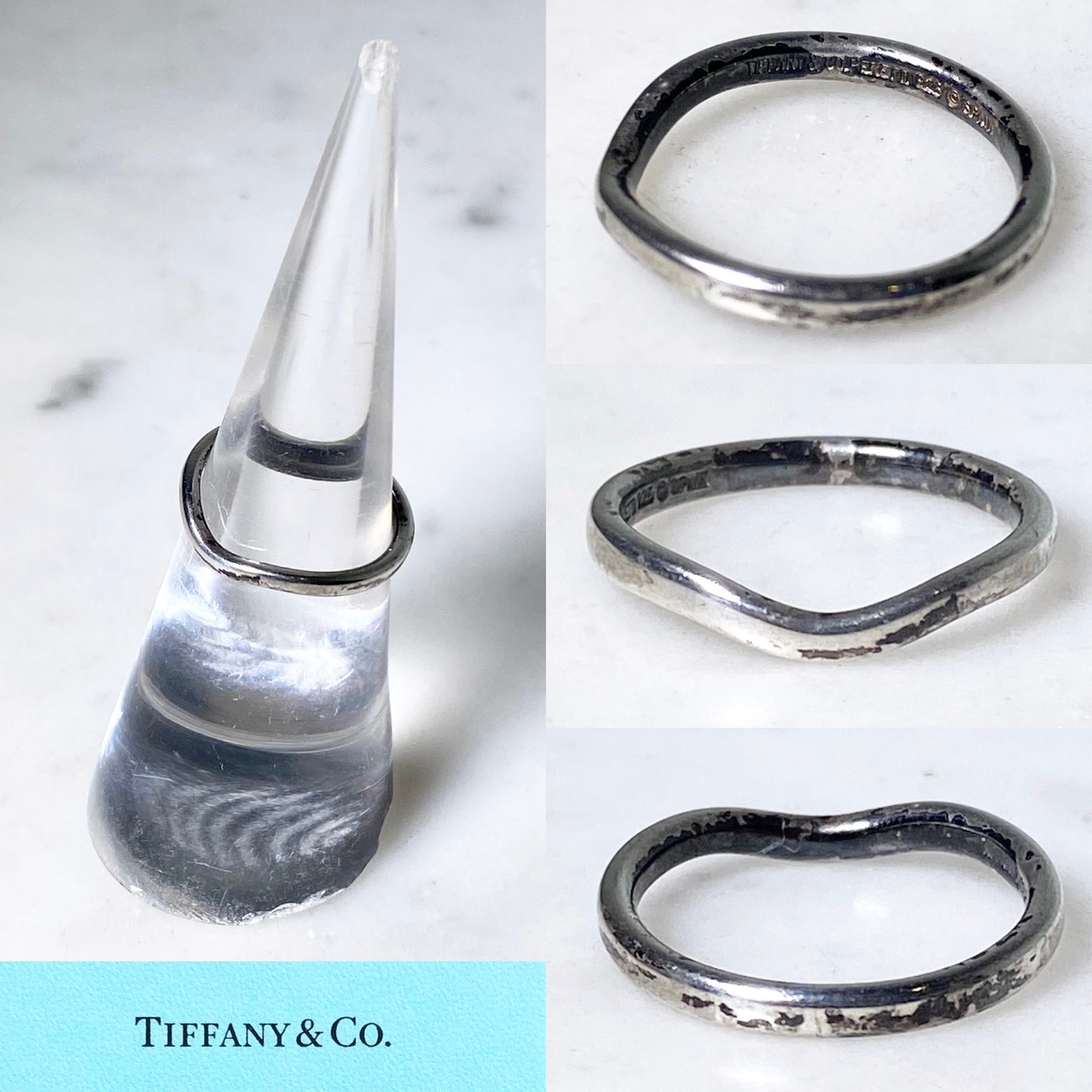 TIFFANY silver narrow wave ring designed by elsa peretti