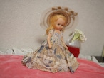 布花帽子と花柄ドレス「Nancy Ann Story Book Doll」(破れあり) 画像3