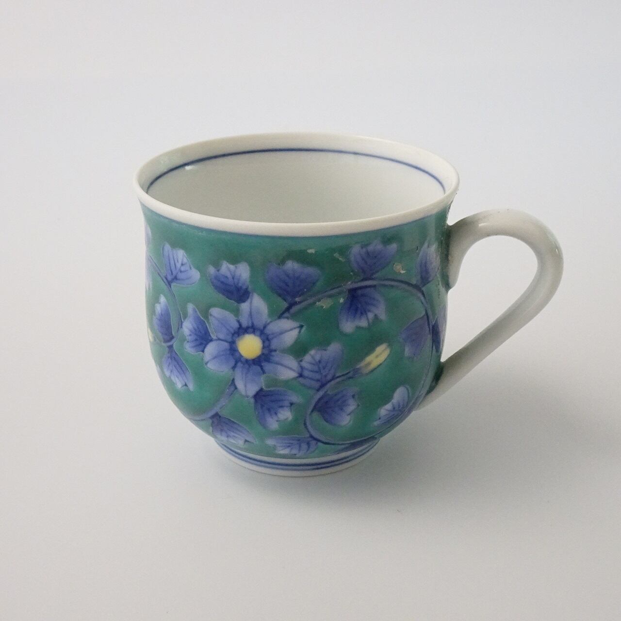 伊万里鍋島焼 畑萬陶苑 グリーン唐草 コーヒーカップ＆ソーサー（化粧
