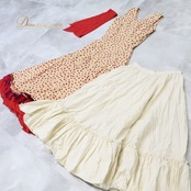 フラメンコ 衣装 ワンピース ドレス ペチコート 水玉 ドット ボランテ フリル 赤 ボウタイ レース レトロ かわいい ベージュ系 レッド系 イエロー系 オシャレ パーティー イベント かわいいデザイン