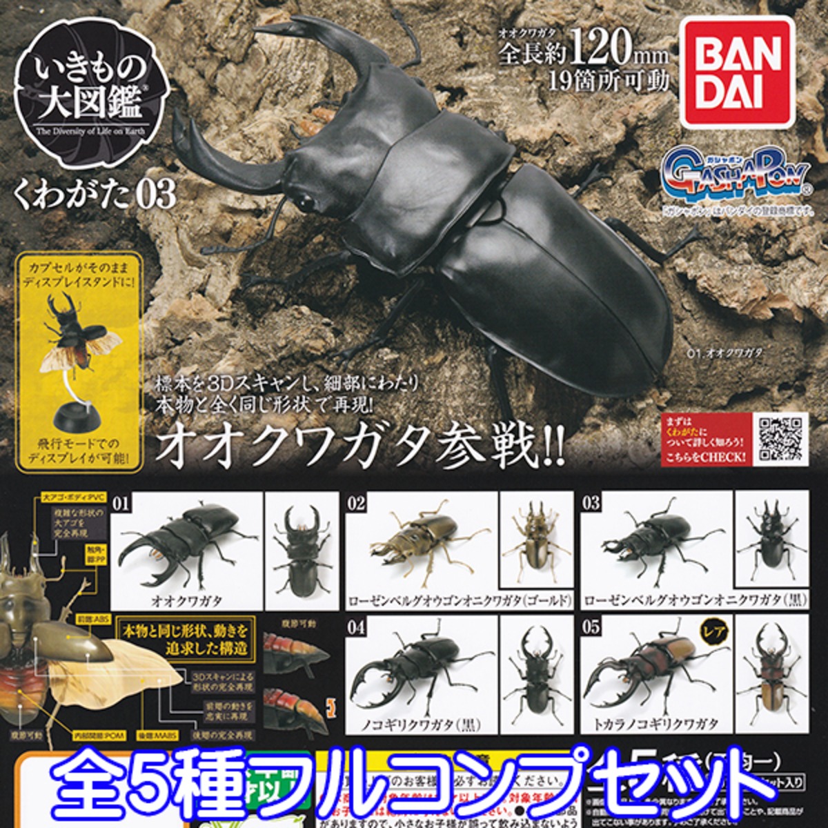 いきもの大図鑑 くわがた03 昆虫 3Dスキャン リアル フィギュア グッズ 