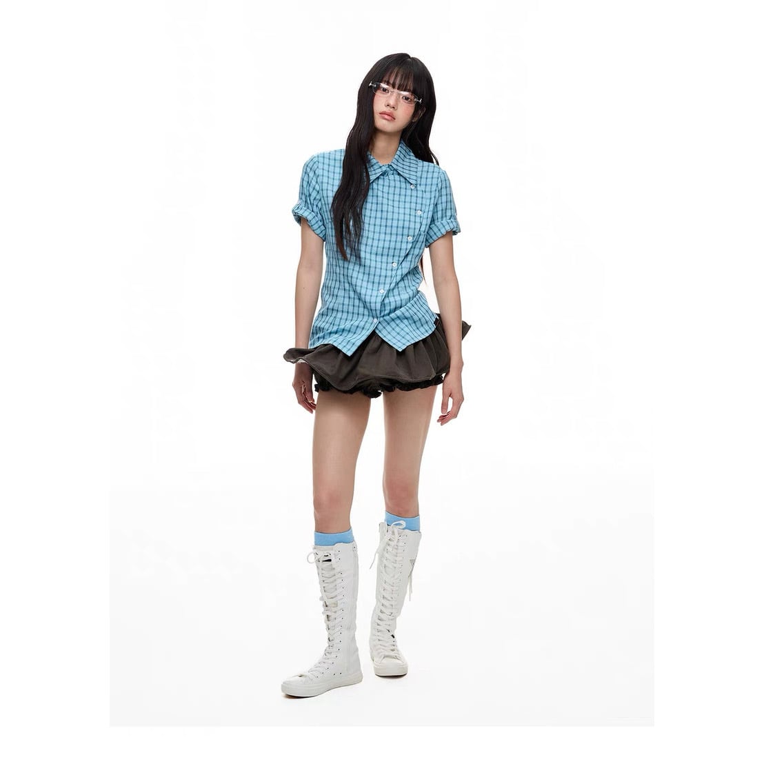 JIKOO] Blue Check Twilight Plaid Shirt | BYORI