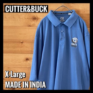 【CUTTER&BUCK】 XL オーバーサイズ ビッグサイズ ポロシャツ 企業ロゴ 刺繍ロゴ ワンポイント アメリカ古着