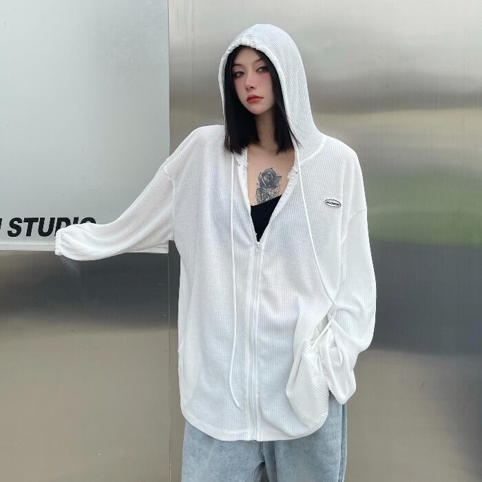 サマーシャツ レディースルーズフードトップス カジュアル ロング 夏物 ケッペル89859437708