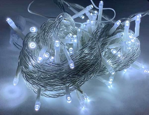 100球LED直線/透明線/ホワイト(白色）【激安LEDライト】