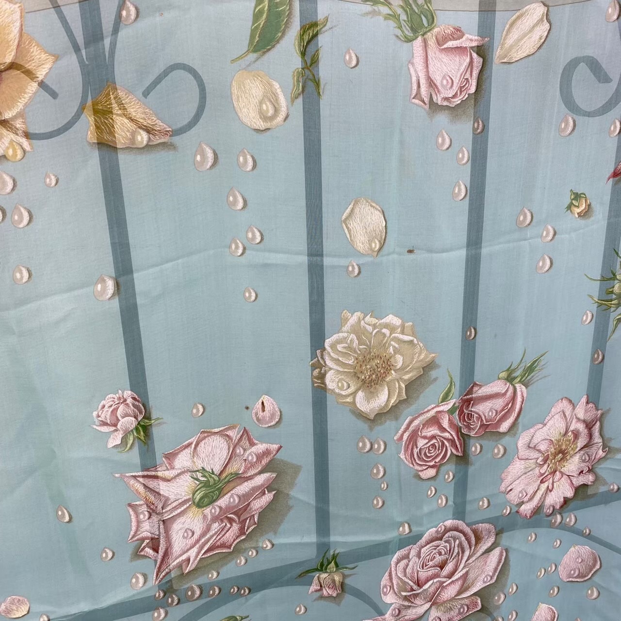 HERMES CARRES90 LA ROSEE Anne Gavarni LARGE SIZE SILK 100% SCARF 