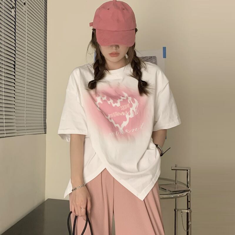 ホワイトスリットTシャツ サマールーズ 夏物 試着室80992209373