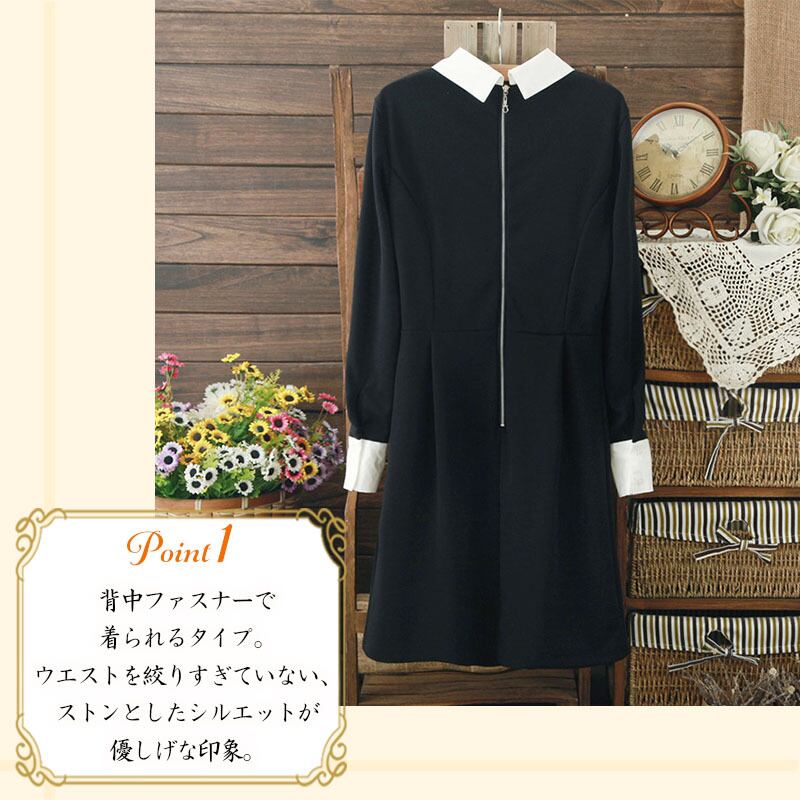 エレガント襟付きワンピース 韓国風 韓国コーデ オルチャン お洒落 お出かけ 女子会 お呼ばれ パーティー デート フォーマル Manajily オルチャン 韓国 プチプラレディースファッション