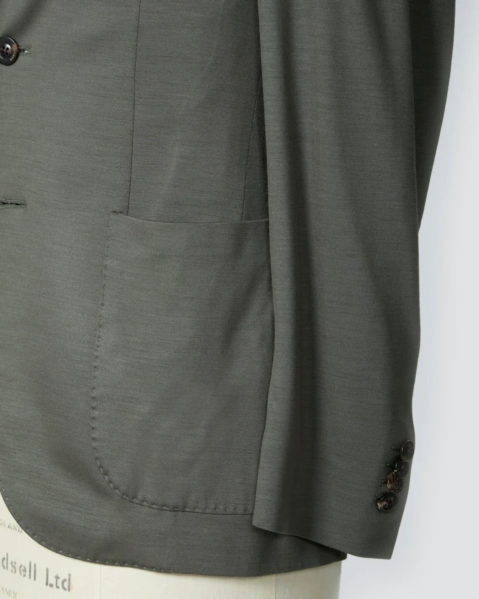 BOGLIOLI DOVER ウールジャージージャケットサ オリーブ　タグ付き ウールシルク 3Bシングルジャケット【DOVER/ドーヴァー