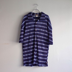 Made In USA Pleats Design Fabric Open Collar Shirt s/s