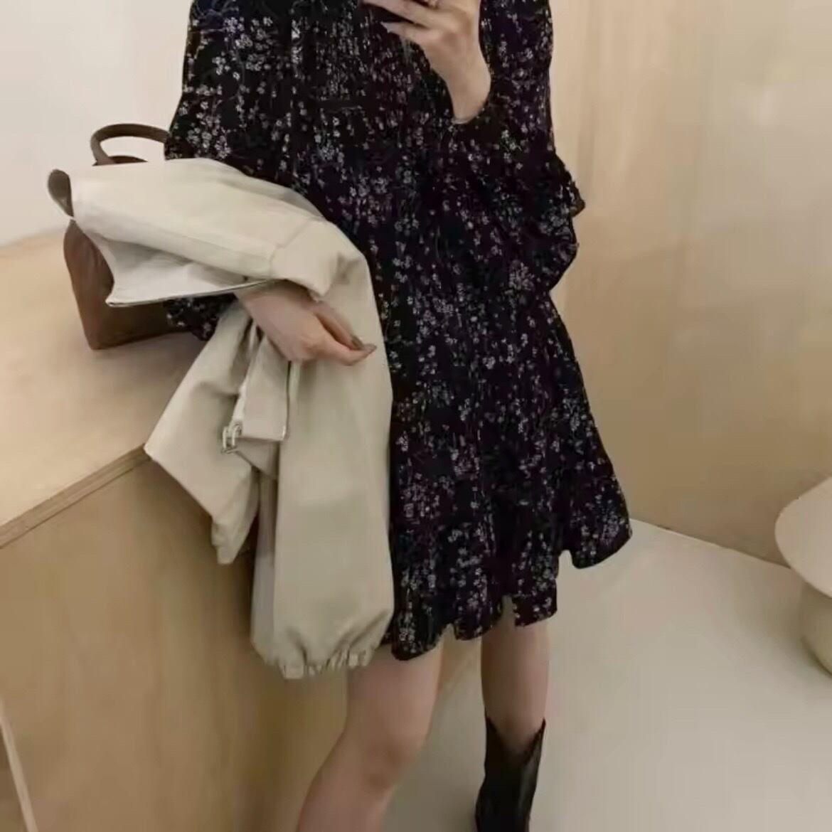 flower tiered mini dress