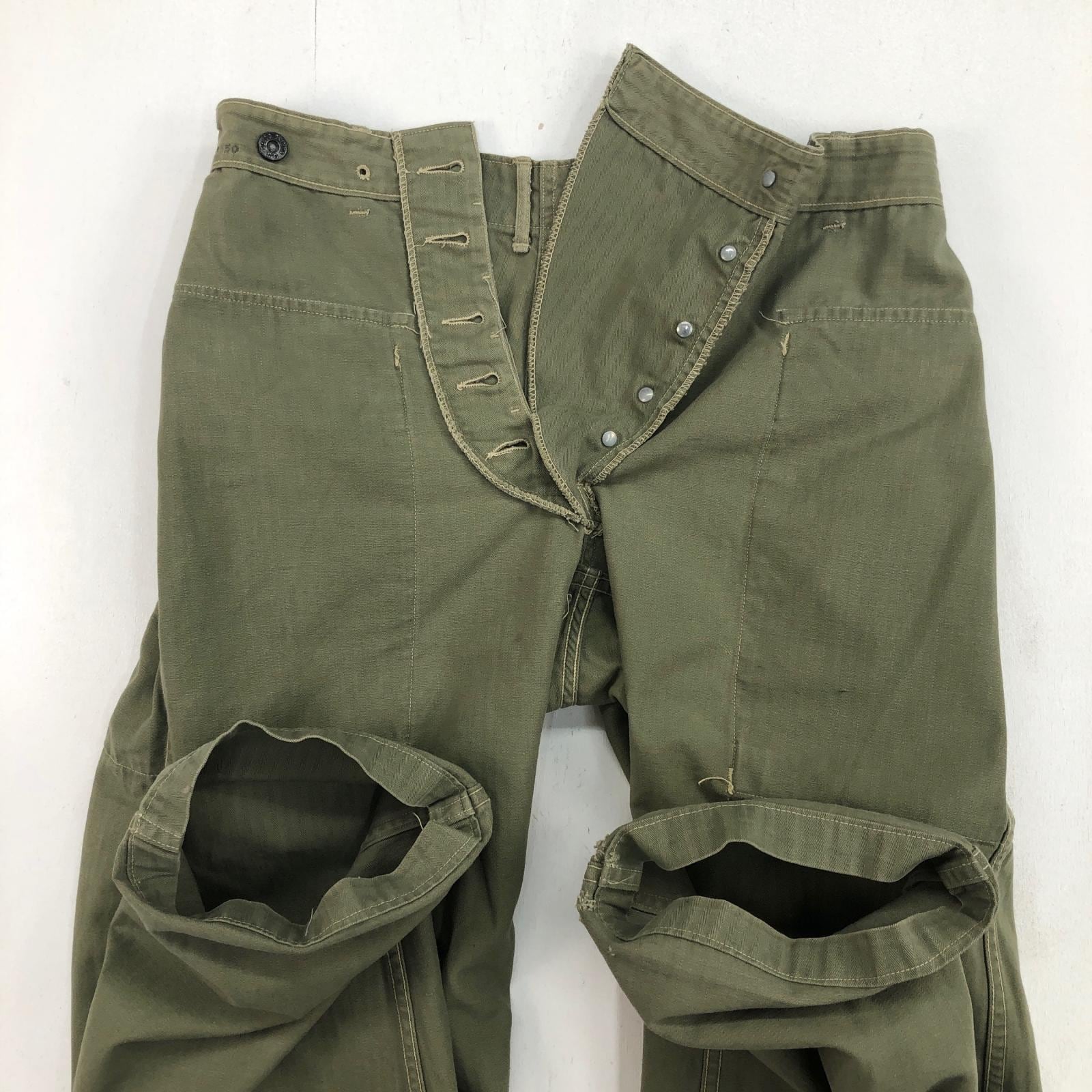 USMC 40年代 P-44 HBT モンキー パンツ カーゴパンツ 裾菊穴あり 実寸