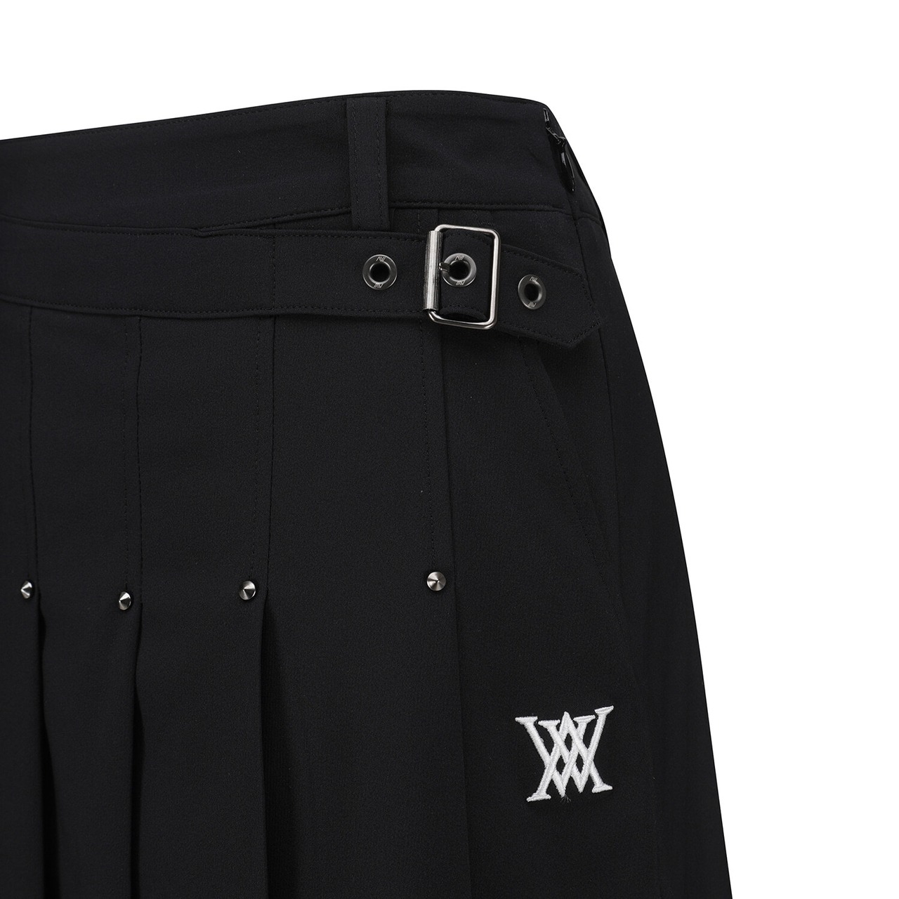 WOMEN BUCKLE DECORATIOIN PLEATS SKIRT