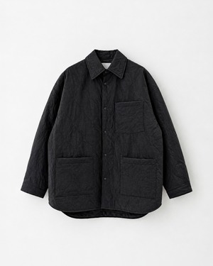 VOAAOV THIN QUILT Oversize Shirt Jacket BLACK