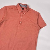 PS Paul Smith ポールスミス BD ボタンダウン 鹿の子 半袖 ポロシャツ L/オレンジ系 メンズ