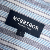 McGREGOR マクレガー ボーダー BD ボタンダウン 半袖シャツ L/ブルー メンズ