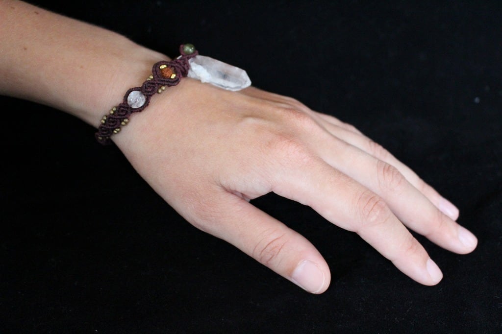 Crystal rudraksha macrame bracelet