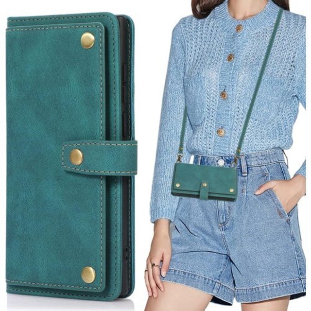 JSYAP iPhone 15 Pro 対応 スマホ ケース アイフォン15pro 肩掛け 首かけ 斜めがけ ショルダー 手帳型ケース iphone15pro PU皮革携帯カバー 大容量 9枚のカードを収納 横置きスタンド機能 いphone15pro 15pro アイフォン15プロ iphone15プロ 財布型ケース 耐衝撃 全面保護 レディース メンズ 青 ブルー 2150