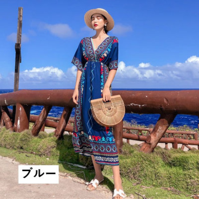 ワンピース 5柄展開 リゾートワンピ ロング丈 フレア袖 半袖 ハイウエスト ブラウジング 大きいサイズ有 S 2xl サマードレス エスニック ビーチ バカンス 旅行 南国 ビーチ レッド オレンジ グリーン ブルー ダークレッド Southisland ワンピース 5柄展開 リゾートワンピ ロング丈 フレア袖 半袖 ハイウエスト ブラウジング 大きいサイズ有 S 2xl サマードレス エスニック ビーチ バカンス 旅行 南国 ビーチ レッド オレンジ グリーン ブルー ダークレッド Southisland