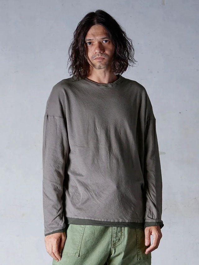 EGO TRIPPING (エゴトリッピング) WRINKLE REVERSIBLE TEE リンクルリバーシブルティー / GRAY×CHARCOAL 666152-03