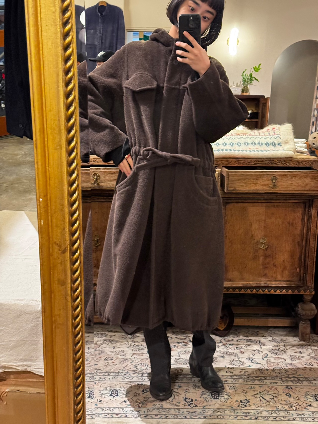 SONIA RYKIEL アルパカ混フーデッドロングコート