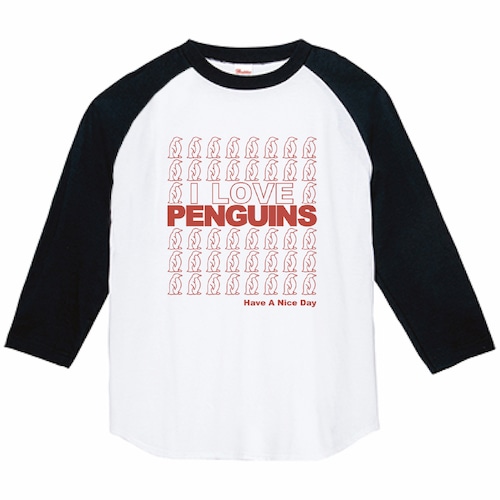 I LOVE PENGUINS　3/4スリーブ　ラグランTシャツ